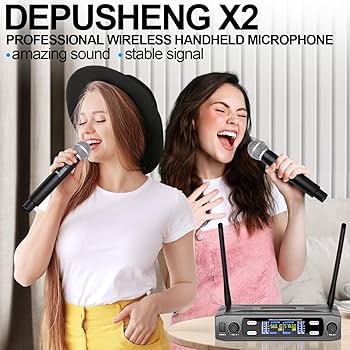 Amazon.com: Depusheng Wireless Microphone System, VHF Fixed Dual